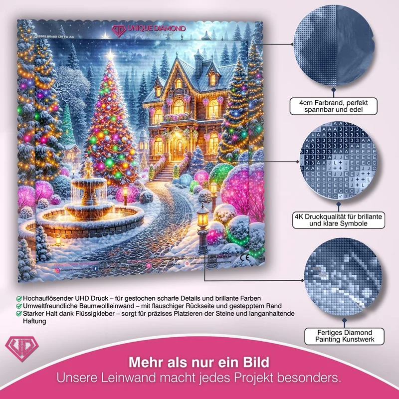 5D Diamond Painting – Festlicher Glanz der Winternacht