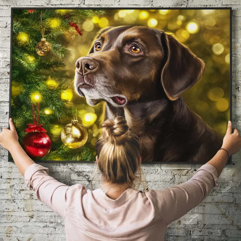 5D Diamond Painting – Treue Augen im Lichterglanz