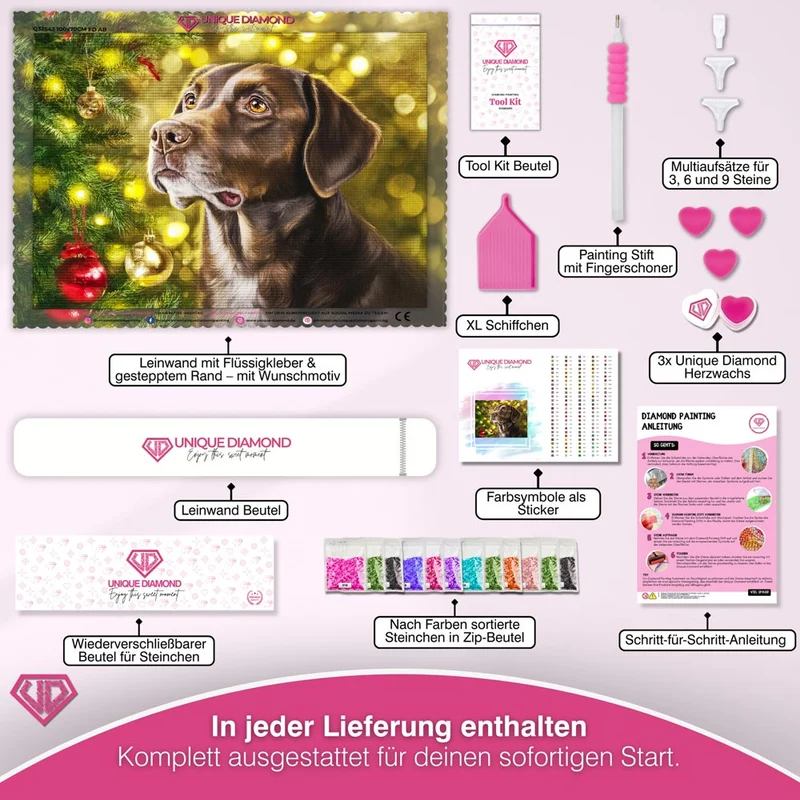 5D Diamond Painting – Treue Augen im Lichterglanz