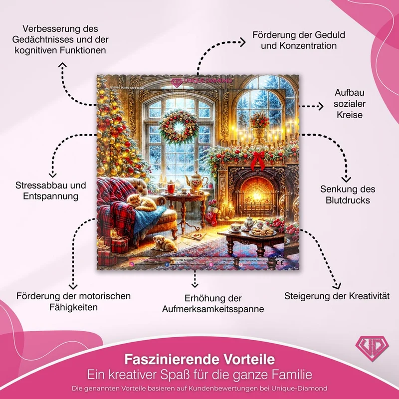 5D Diamond Painting – Winterzauber im Kaminzimmer