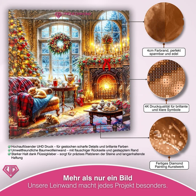 5D Diamond Painting – Winterzauber im Kaminzimmer