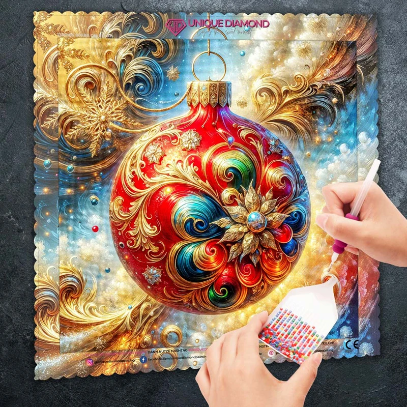 5D Diamond Painting – Prunkvolle Weihnachtskugel im Barockstil