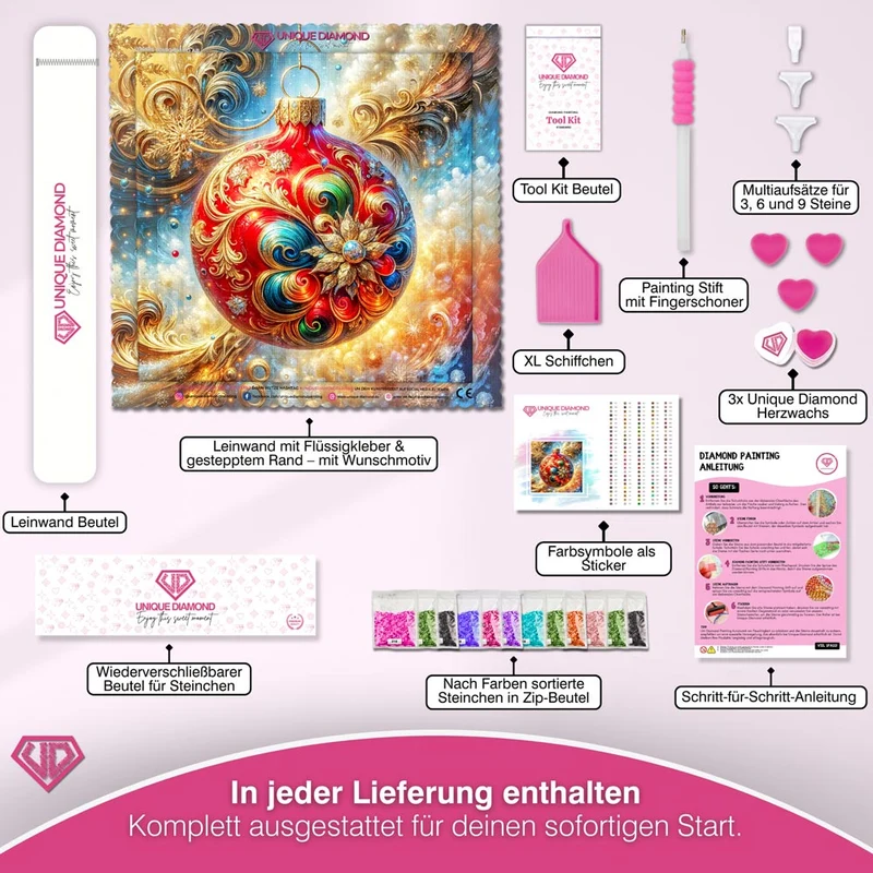5D Diamond Painting – Prunkvolle Weihnachtskugel im Barockstil