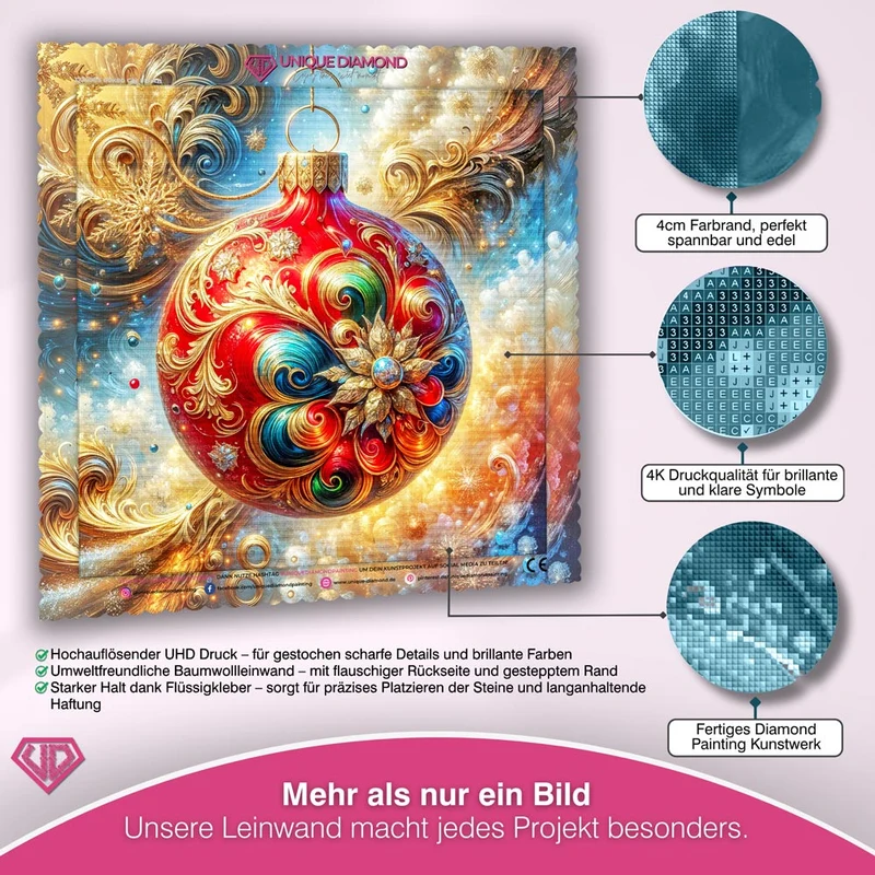 5D Diamond Painting – Prunkvolle Weihnachtskugel im Barockstil