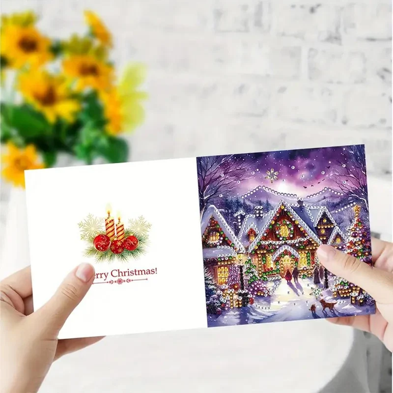 5D Diamond Painting Grußkarten – Winterliche Dorfidylle