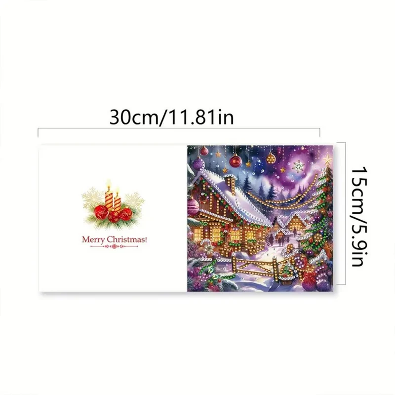 5D Diamond Painting Grußkarten – Winterliche Dorfidylle