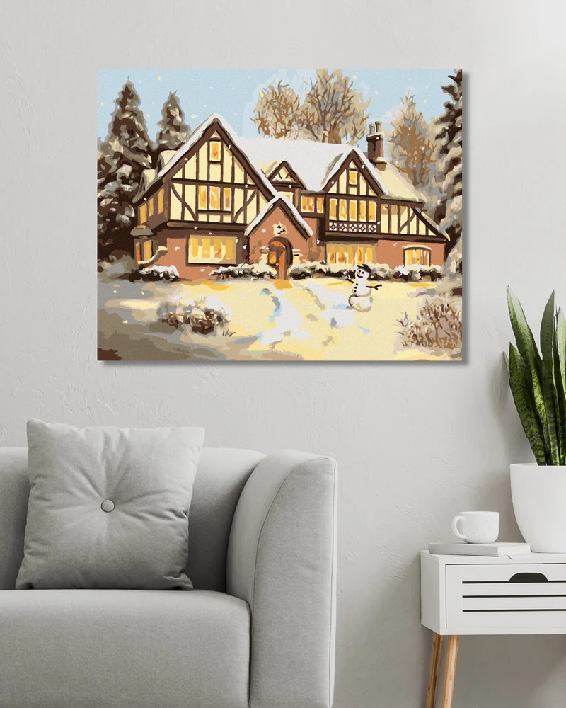 Diamond painting - VERSCHNEITES HAUS MIT SCHNEEMANN (D. RUSTY RUST)
