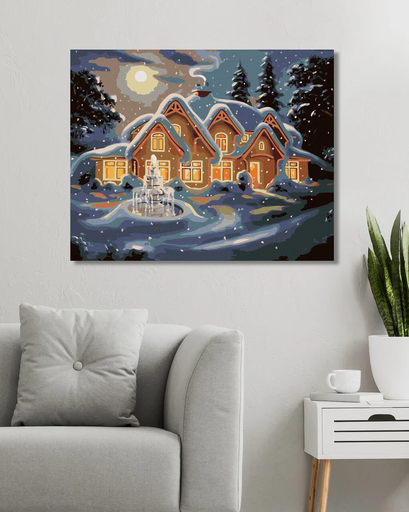 Diamond painting - VERSCHNEITES HAUS BEI NACHT (D. RUSTY RUST)