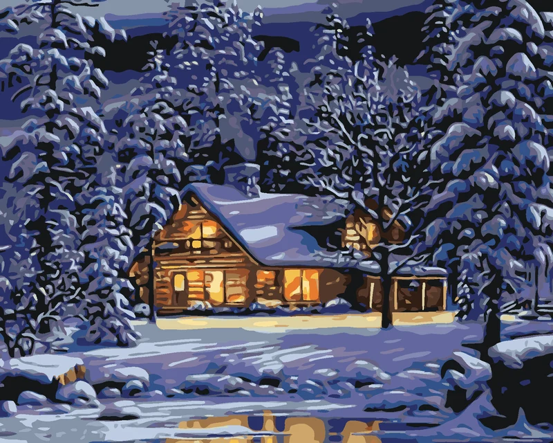 Diamond painting - DIE VERSCHNEITENE HOLZHÜTTE