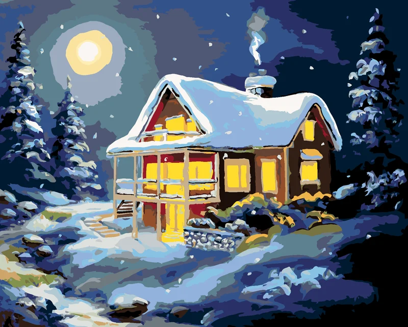 Diamond painting - VERSCHNEITES HAUS BEIM VOLLMOND (D. RUSTY RUST)