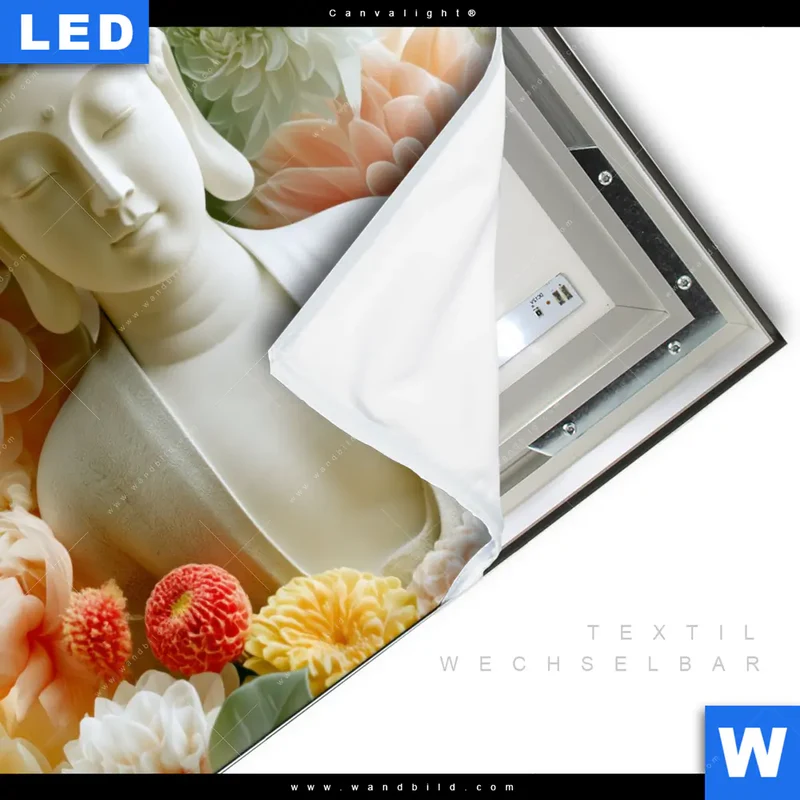 Canvalight® Leuchtbild | Buddha im Blütenglück | Quadrat
