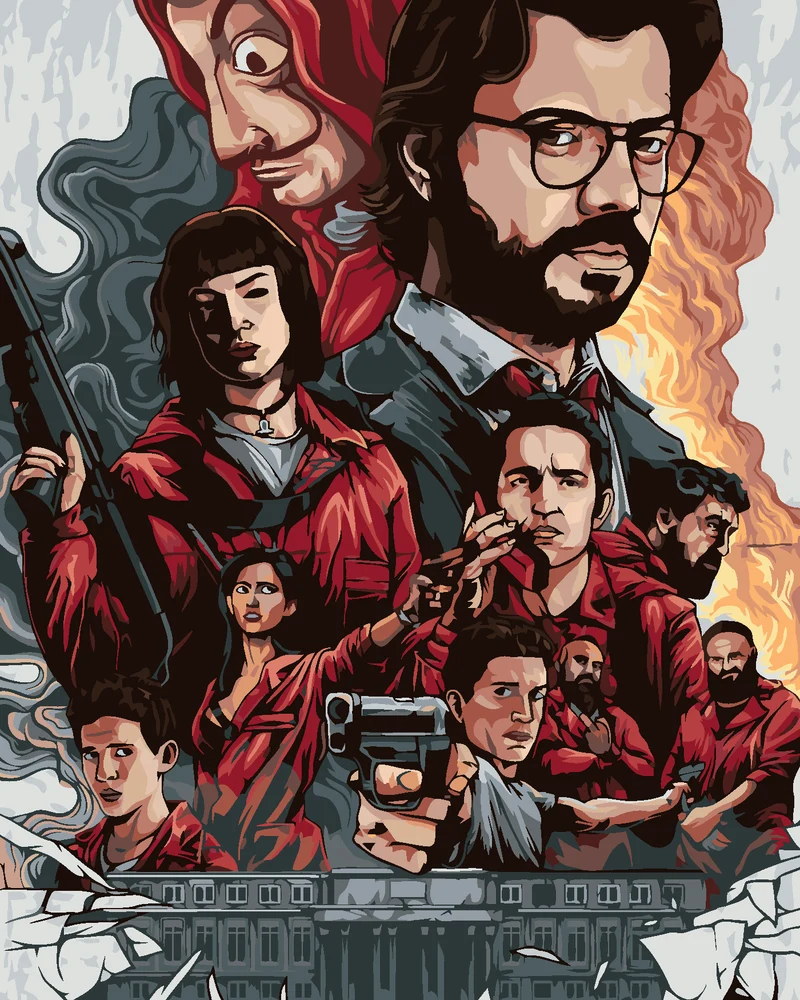 Diamond painting - PAPIERHAUS ZUSAMMENSETZUNG DER FIGUREN (La casa de papel)