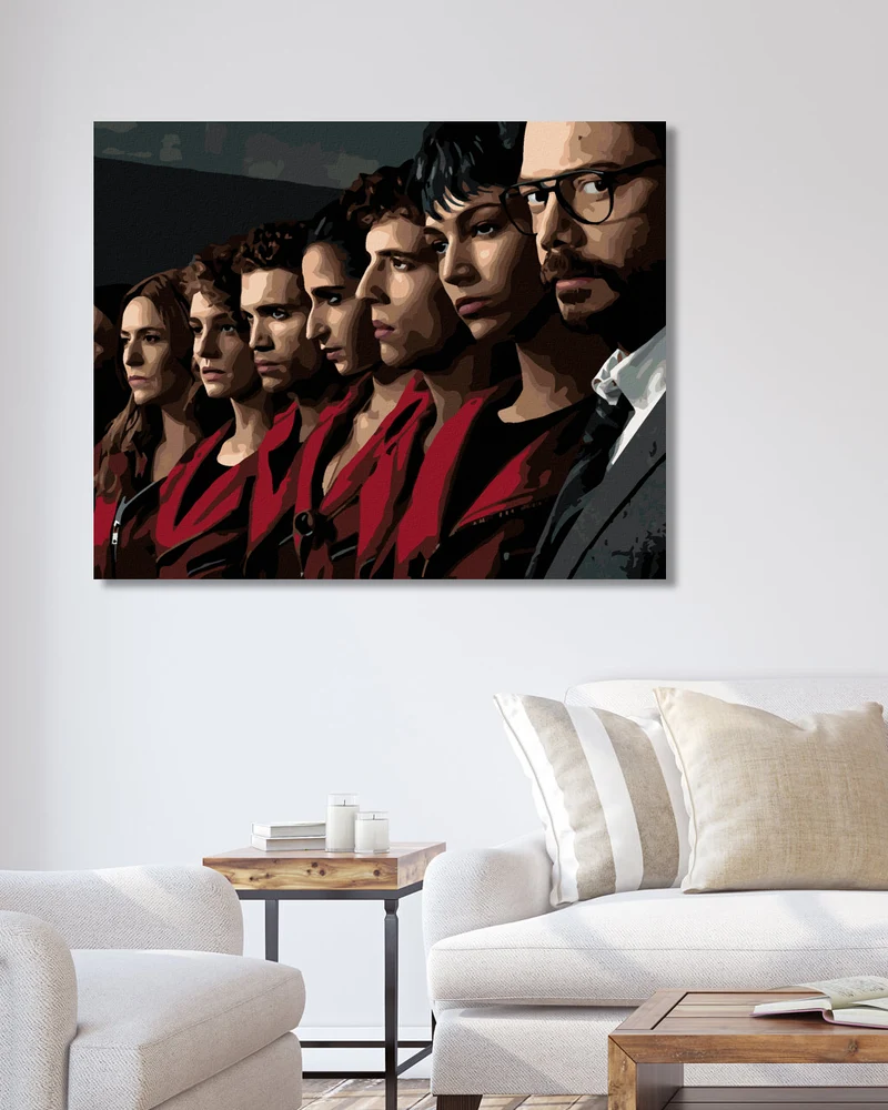Diamond painting - PAPIERHAUS FIGUREN IN EINER REIHE (La casa de papel)