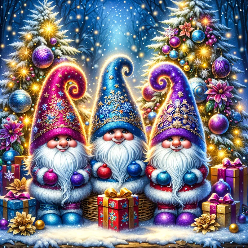 5D Diamond Painting – Weihnachtswichtel im Zauberwald