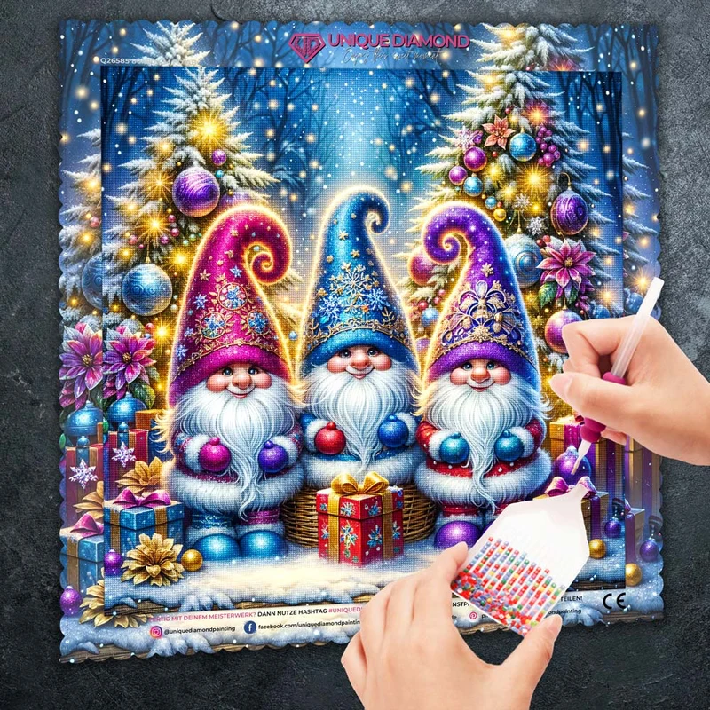 5D Diamond Painting – Weihnachtswichtel im Zauberwald