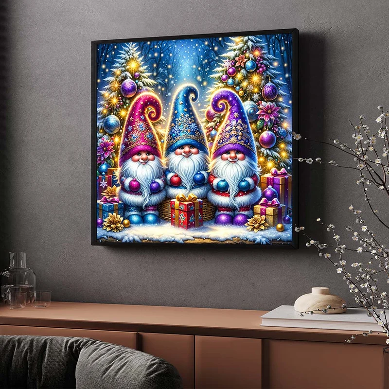 5D Diamond Painting – Weihnachtswichtel im Zauberwald
