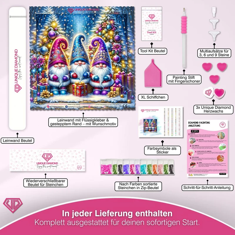 5D Diamond Painting – Weihnachtswichtel im Zauberwald
