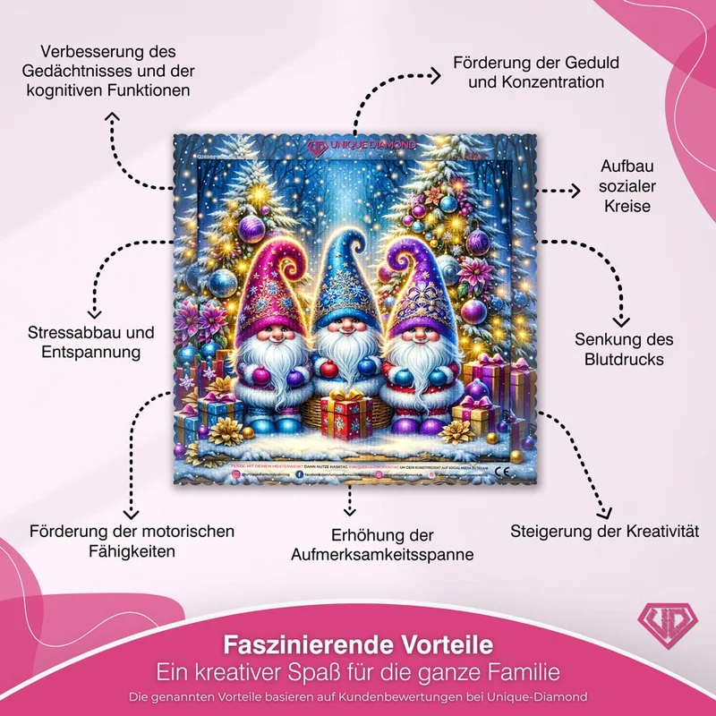 5D Diamond Painting – Weihnachtswichtel im Zauberwald