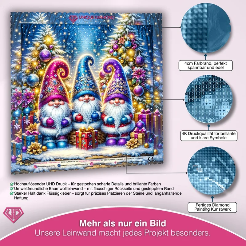 5D Diamond Painting – Weihnachtswichtel im Zauberwald