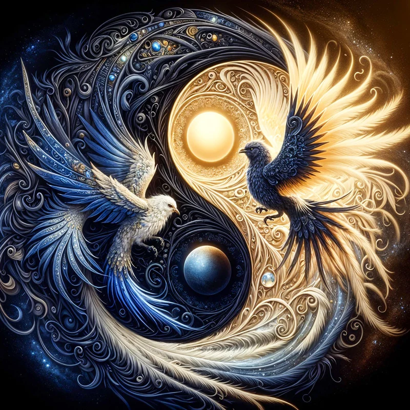 5D Diamond Painting – Yin und Yang Phönix-Vögel