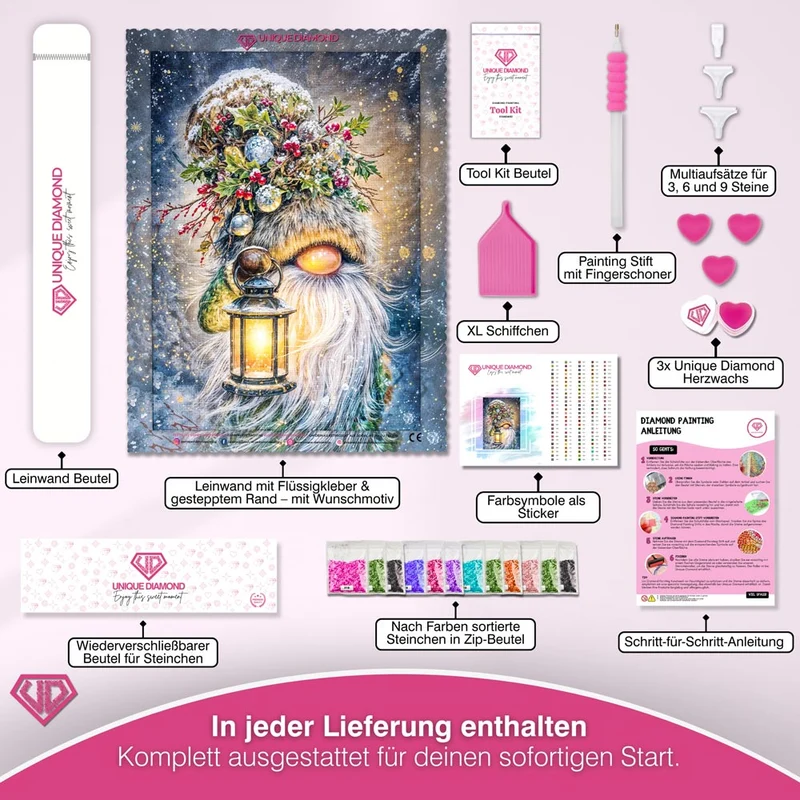 5D Diamond Painting – Winterwichtel mit Laterne
