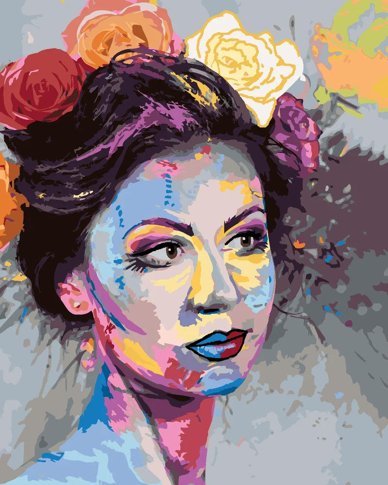 Diamond painting - FRAU MIT BUNTEM MAKE-UP