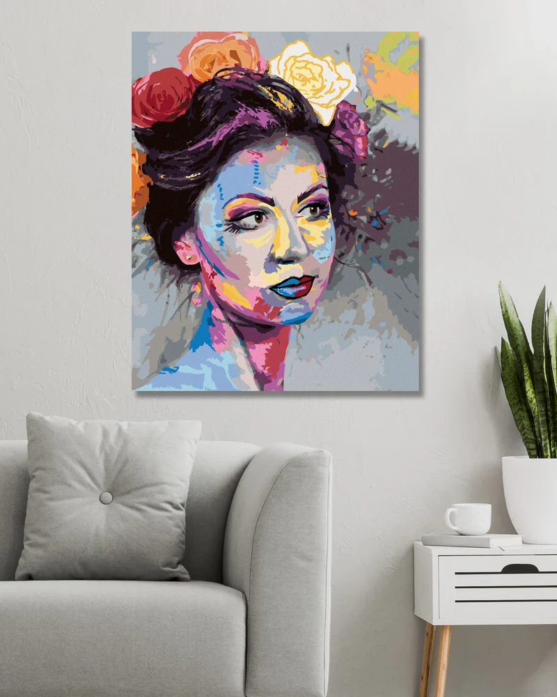 Diamond painting - FRAU MIT BUNTEM MAKE-UP