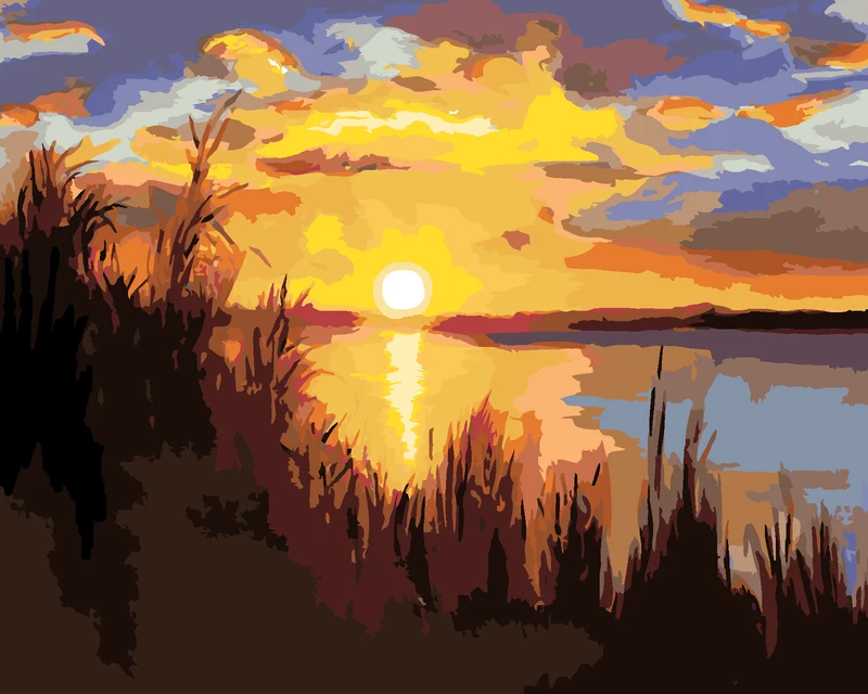Diamond painting - SONNENUNTERGANG AM SEE (D. RUSTY RUST)