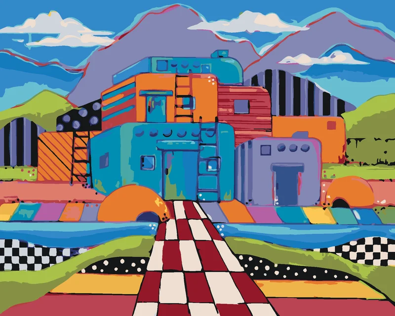 Diamond painting - FARBIGES HAUS (JONNA JAMES)