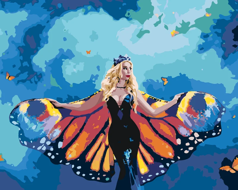 Diamond painting - FRAU UND RIESIGE SCHMETTERLINGSFLÜGELN