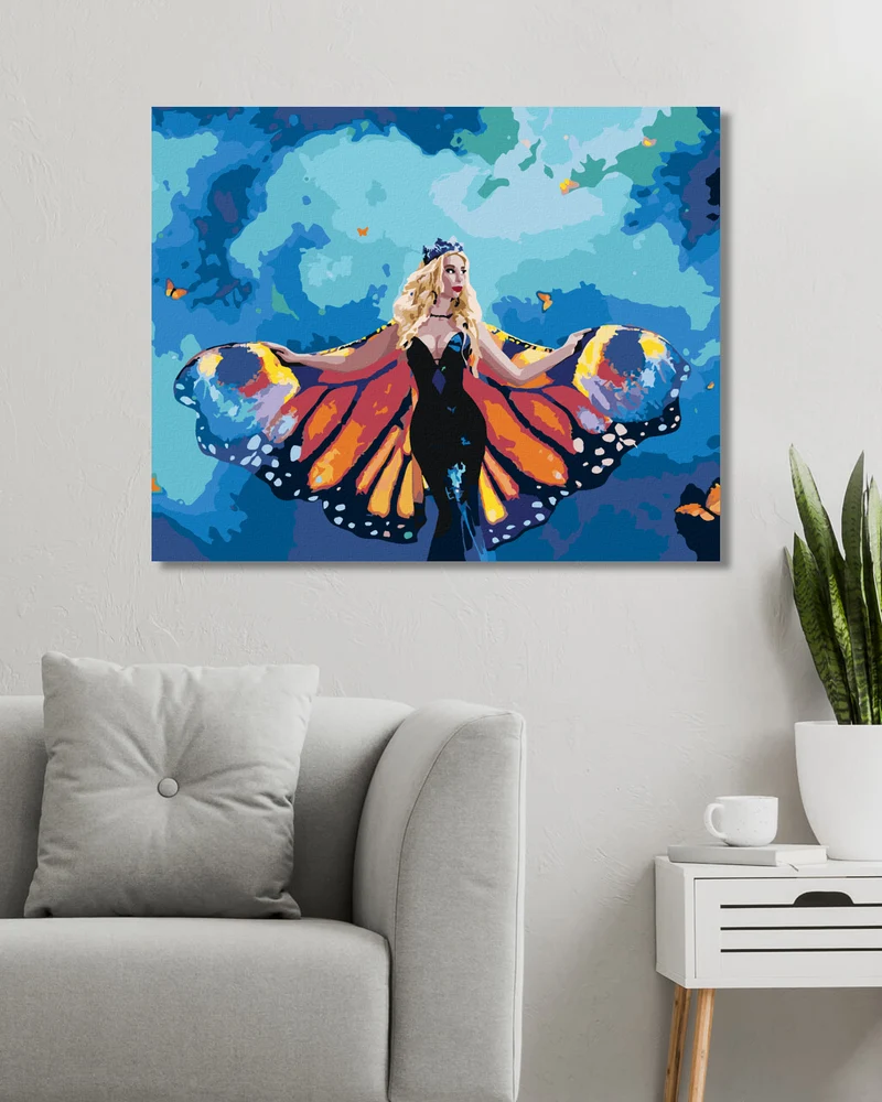 Diamond painting - FRAU UND RIESIGE SCHMETTERLINGSFLÜGELN
