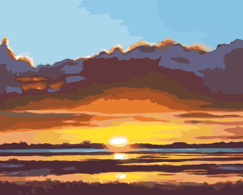 Diamond painting - UNTERGEHENDE SONNE AM WASSER (D. RUSTY RUST)