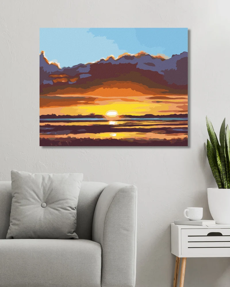 Diamond painting - UNTERGEHENDE SONNE AM WASSER (D. RUSTY RUST)