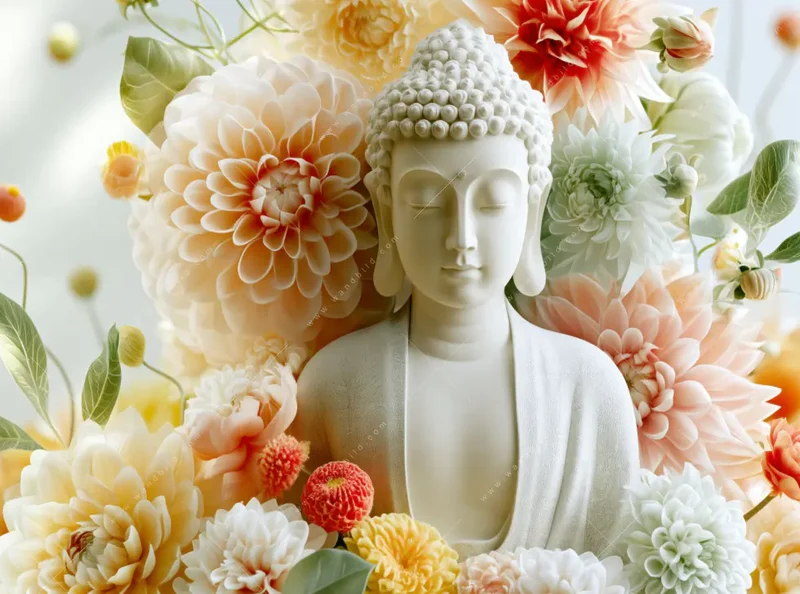 Acrylglasbild | Buddha im Blütenglück | Panorama