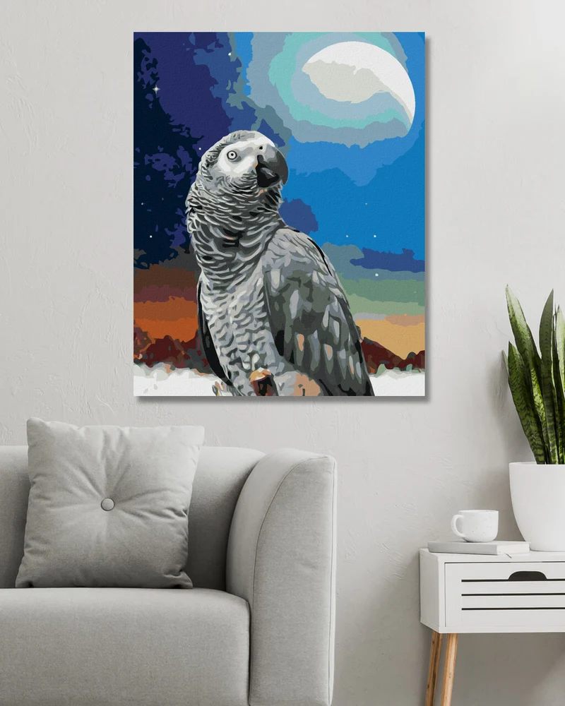 Diamond painting - PAPAGEI UND MOND