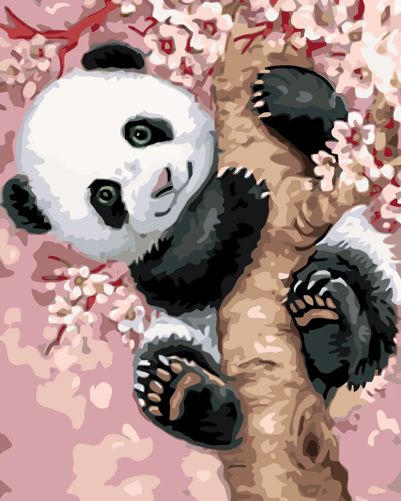 Diamond painting - PANDA AUF EINEM BLÜHENDEN BAUM