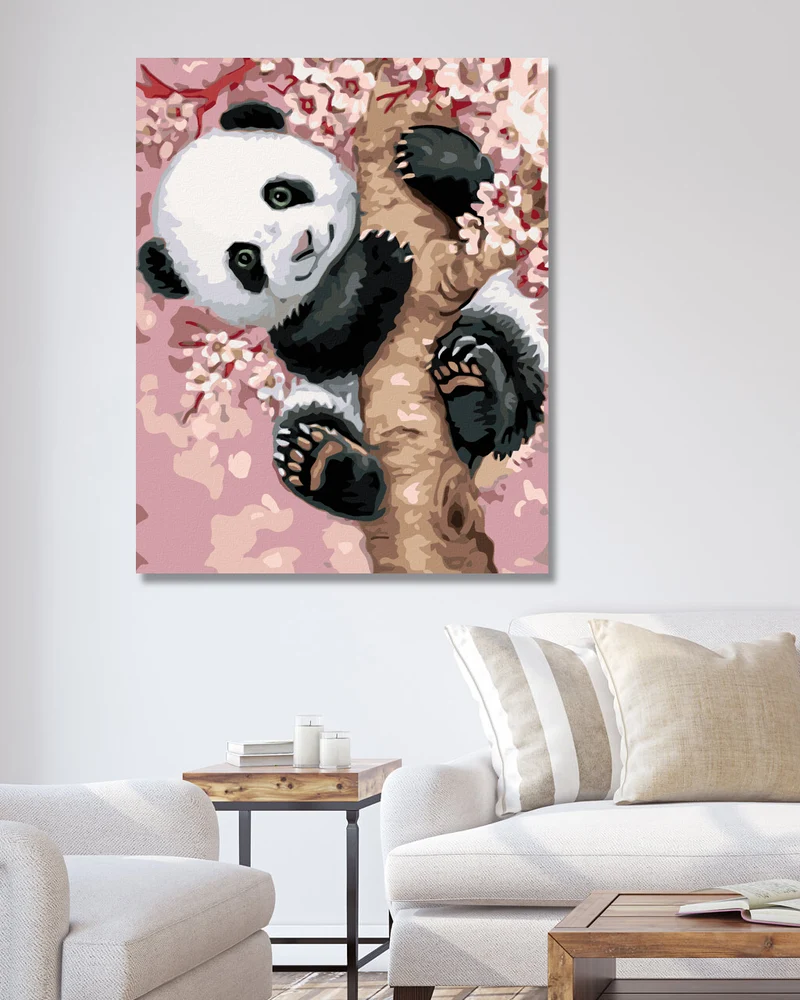 Diamond painting - PANDA AUF EINEM BLÜHENDEN BAUM