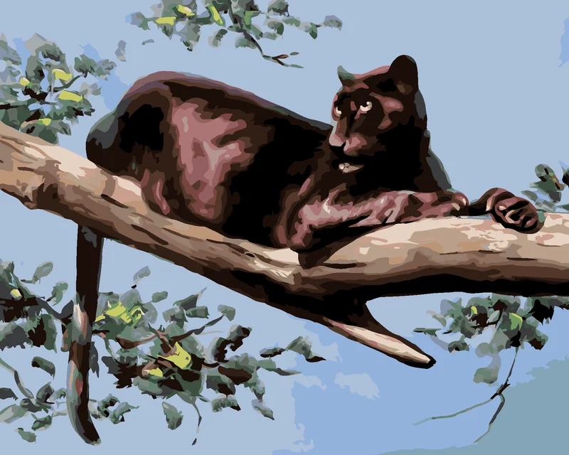 Diamond painting - PANTHER AUF EINEM AST LIEGEND (D. RUSTY RUST)