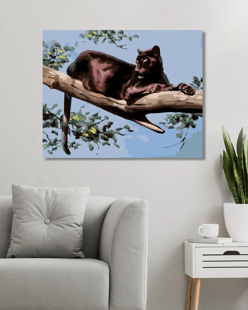 Diamond painting - PANTHER AUF EINEM AST LIEGEND (D. RUSTY RUST)