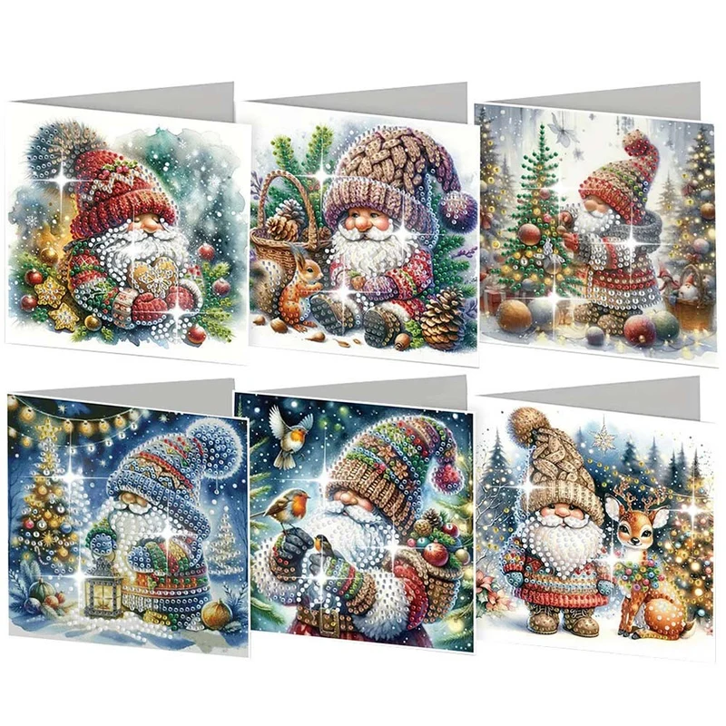 5D Diamond Painting Grußkarten – Winterwichtel & Waldfreunde