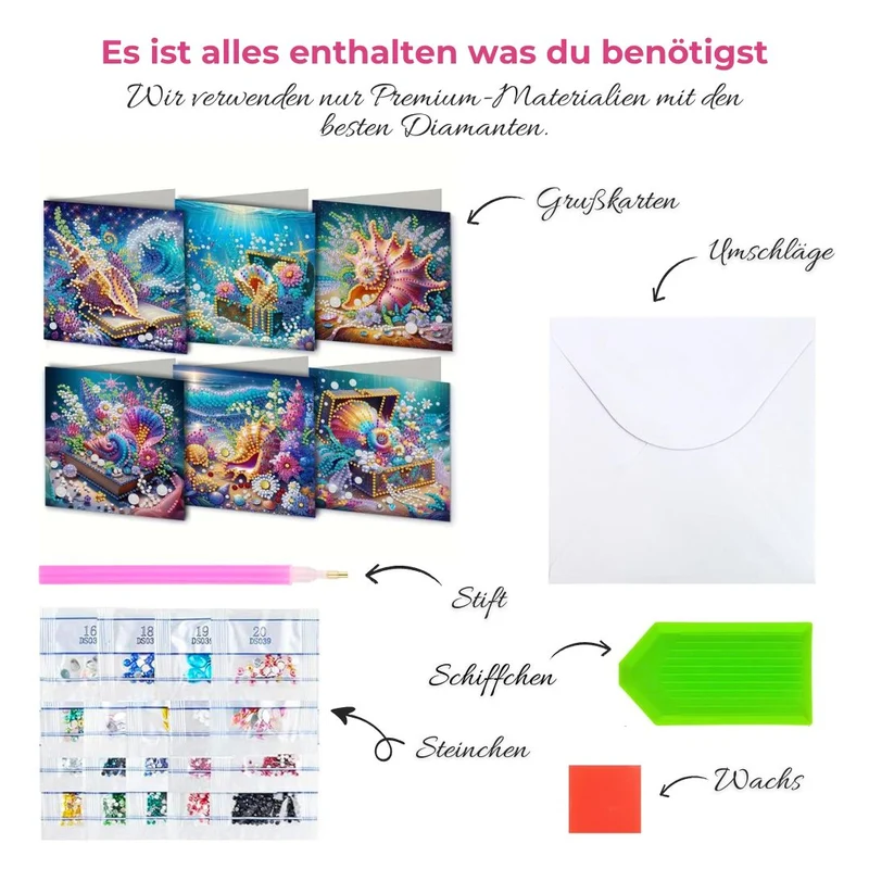 5D Diamond Painting Grußkarten – Ozeanische Schatzwelt