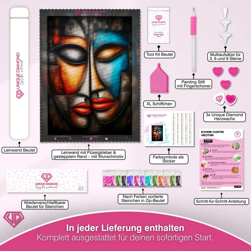 5D Diamond Painting – Abstrakte Liebe in Farben