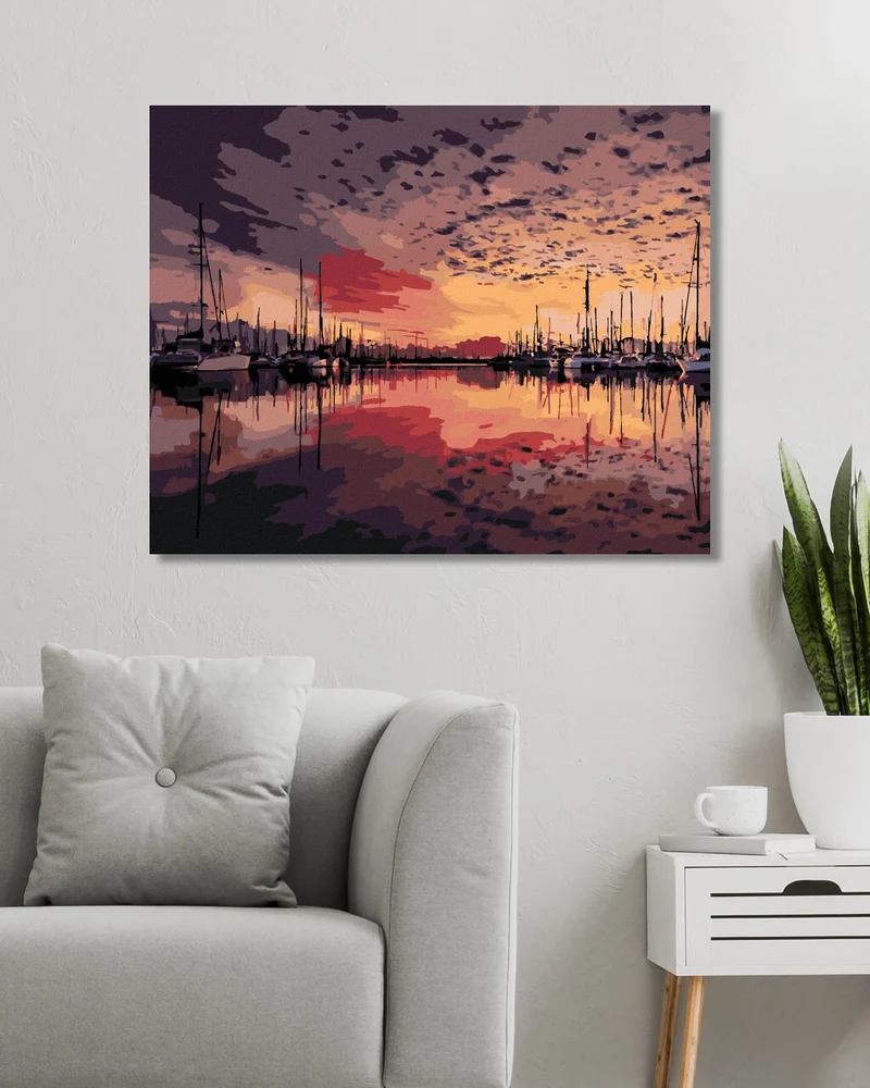 Diamond painting - SONNENAUFGANG ÜBER EINEM HAFEN