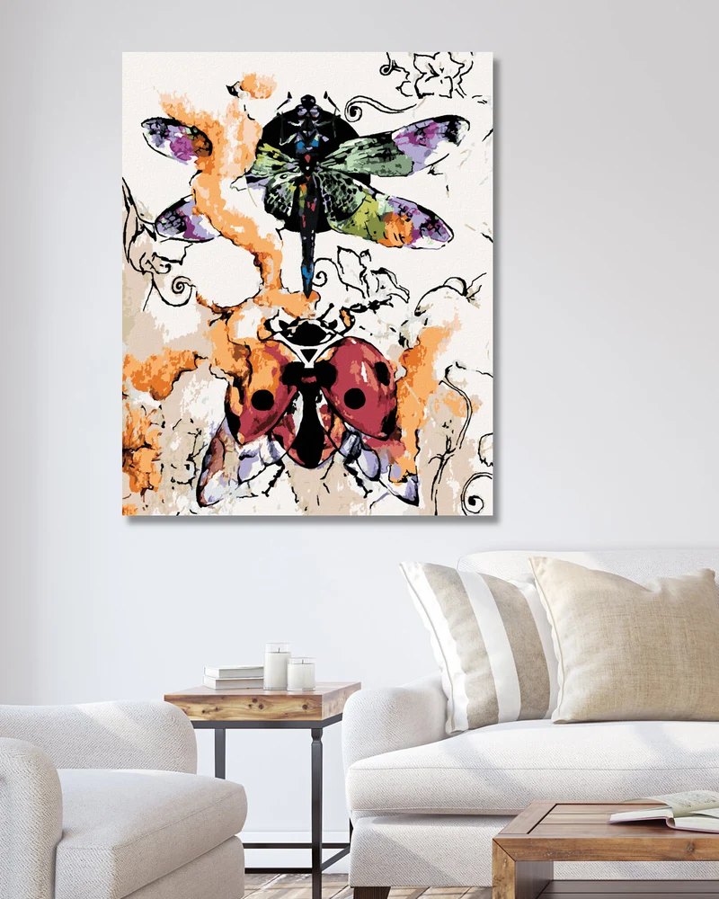 Diamond painting - MARIENKÄFER MIT LIBELLE