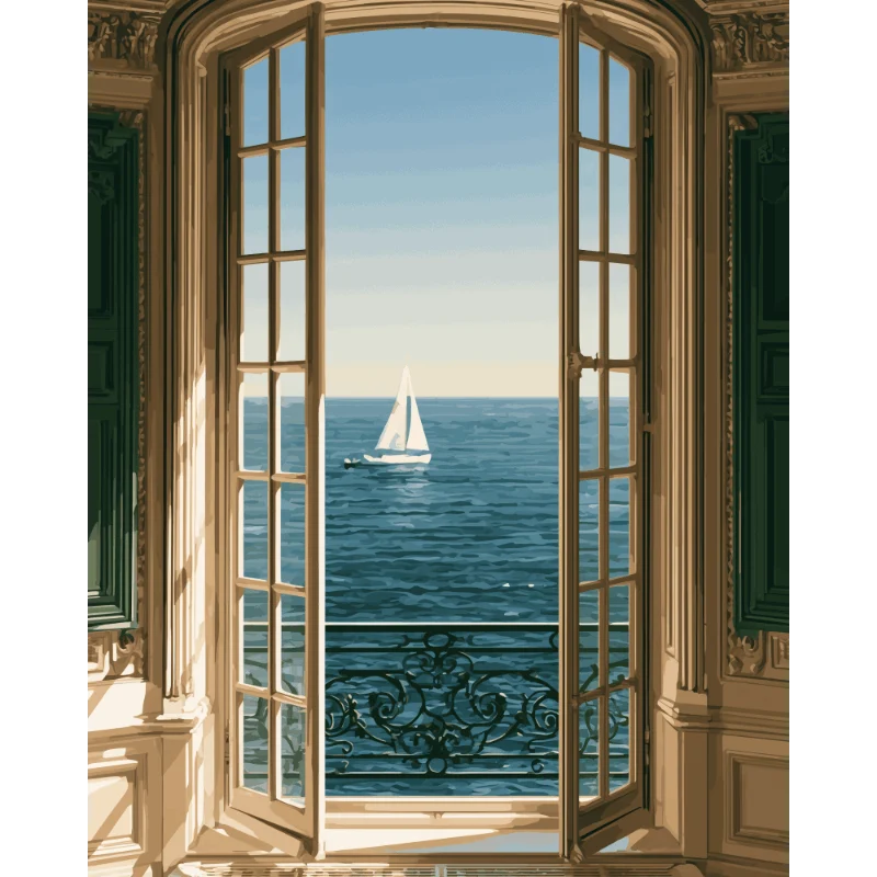 Segelboot-Fensterblick
