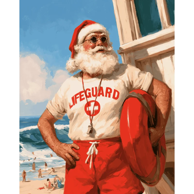 Weihnachtsmann als Bademeister