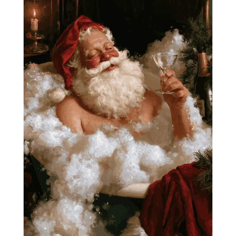 Weihnachtsmann im Schaumbad