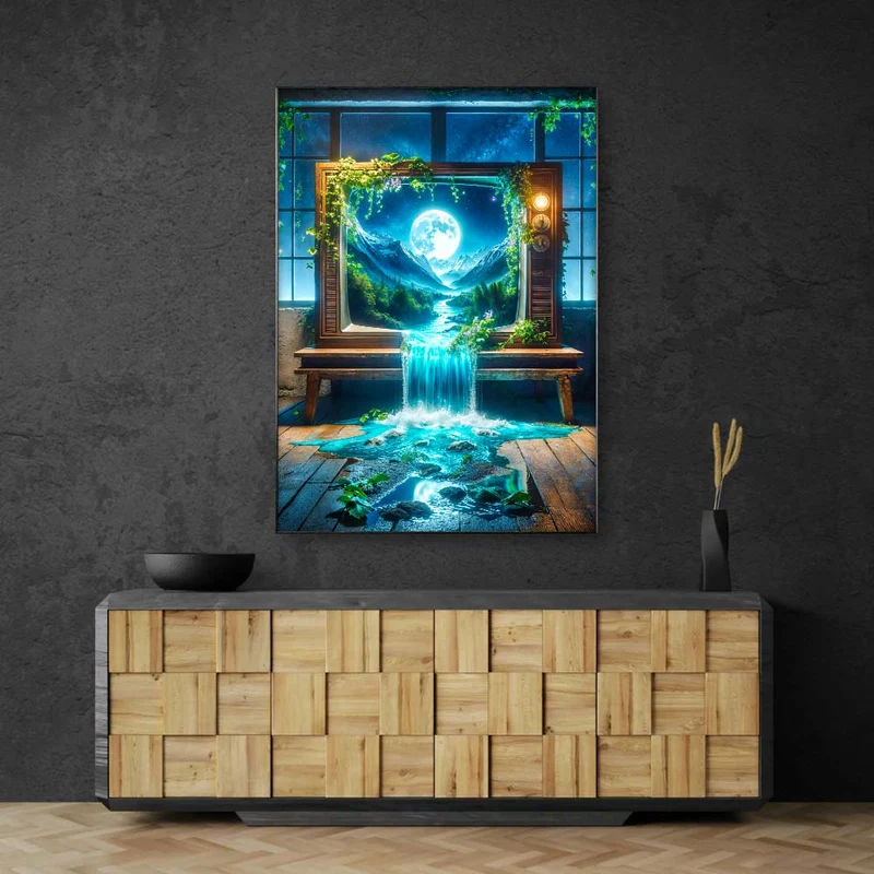 5D Diamond Painting – Das Fenster zur Mondlandschaft