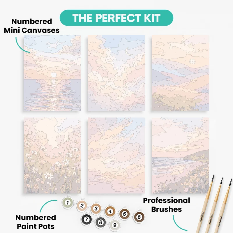 Dreamy Sunset Skies - Mini Paint by Numbers Set