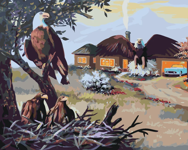 Diamond painting - ADLERNEST IN DER NÄHE DES HAUSES (D. RUSTY RUST)